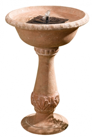 Cheltenham Solar Birdbath Fountain - Terracotta