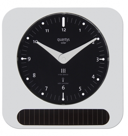 Solar Wall Clock Smoke Alarm - Silver / Black