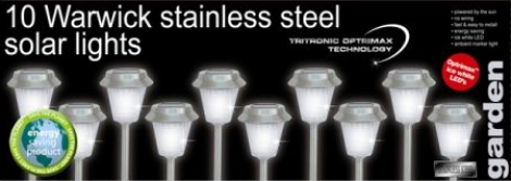 Stainless Steel Warwick Solar Light (10pk)