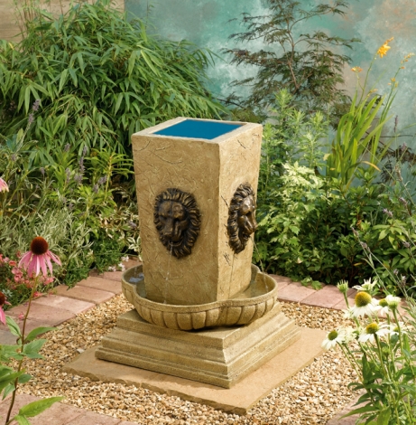 Solar Garden Fountain - Lions Head