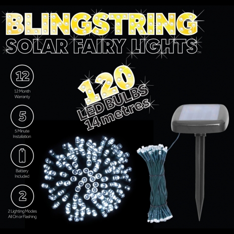 Blingstring Solar Fairy Lights - 120 LED Bulbs