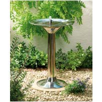 Solar Fountain Birdbath - Stainless Steel