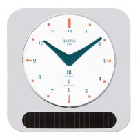 Solar Wall Clock Smoke Alarm - Silver / White