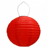 Set Of 2 Red Solar Chinese Hanging Lanterns