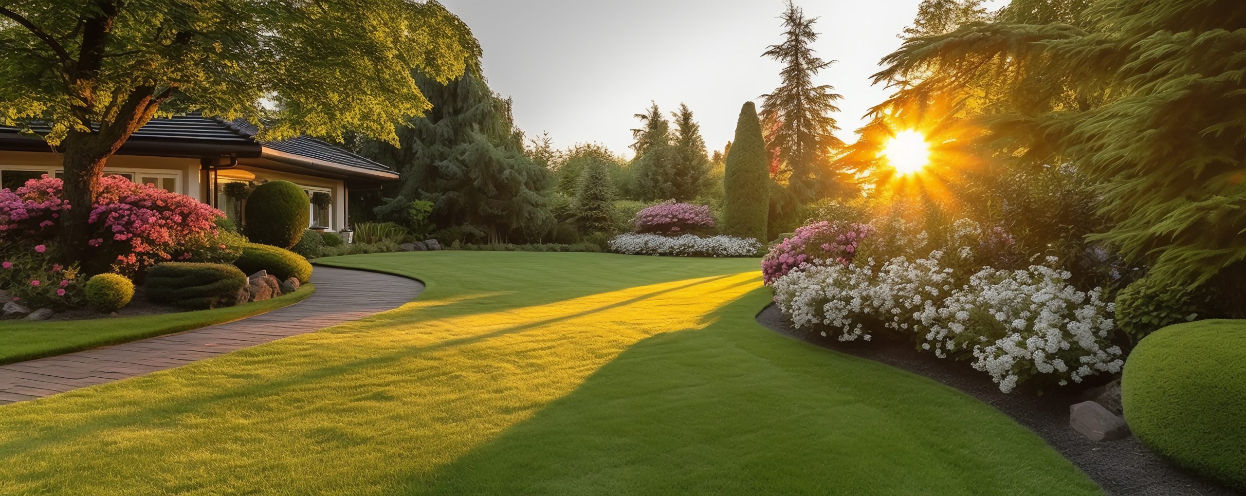 Garden with long shadows