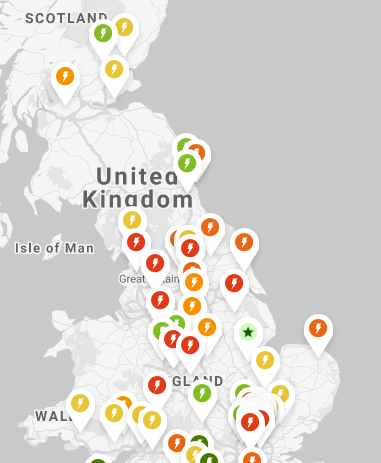 Map of UK solar energy