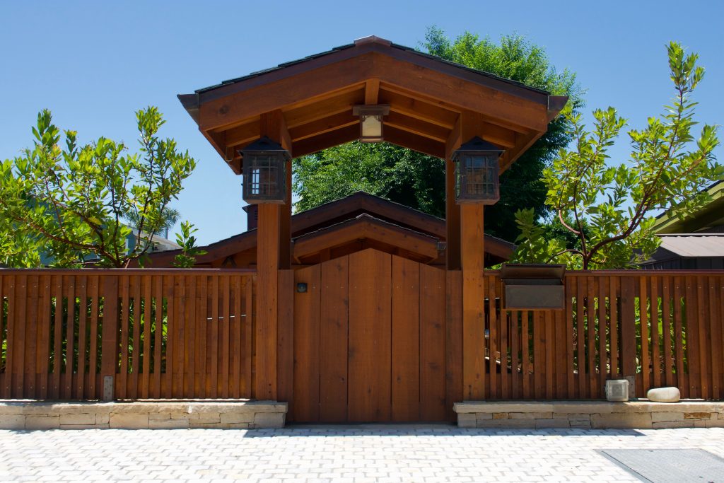 Lanterns beneath a pergola