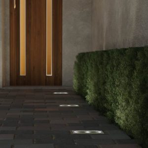 Solar paver lights in walkway