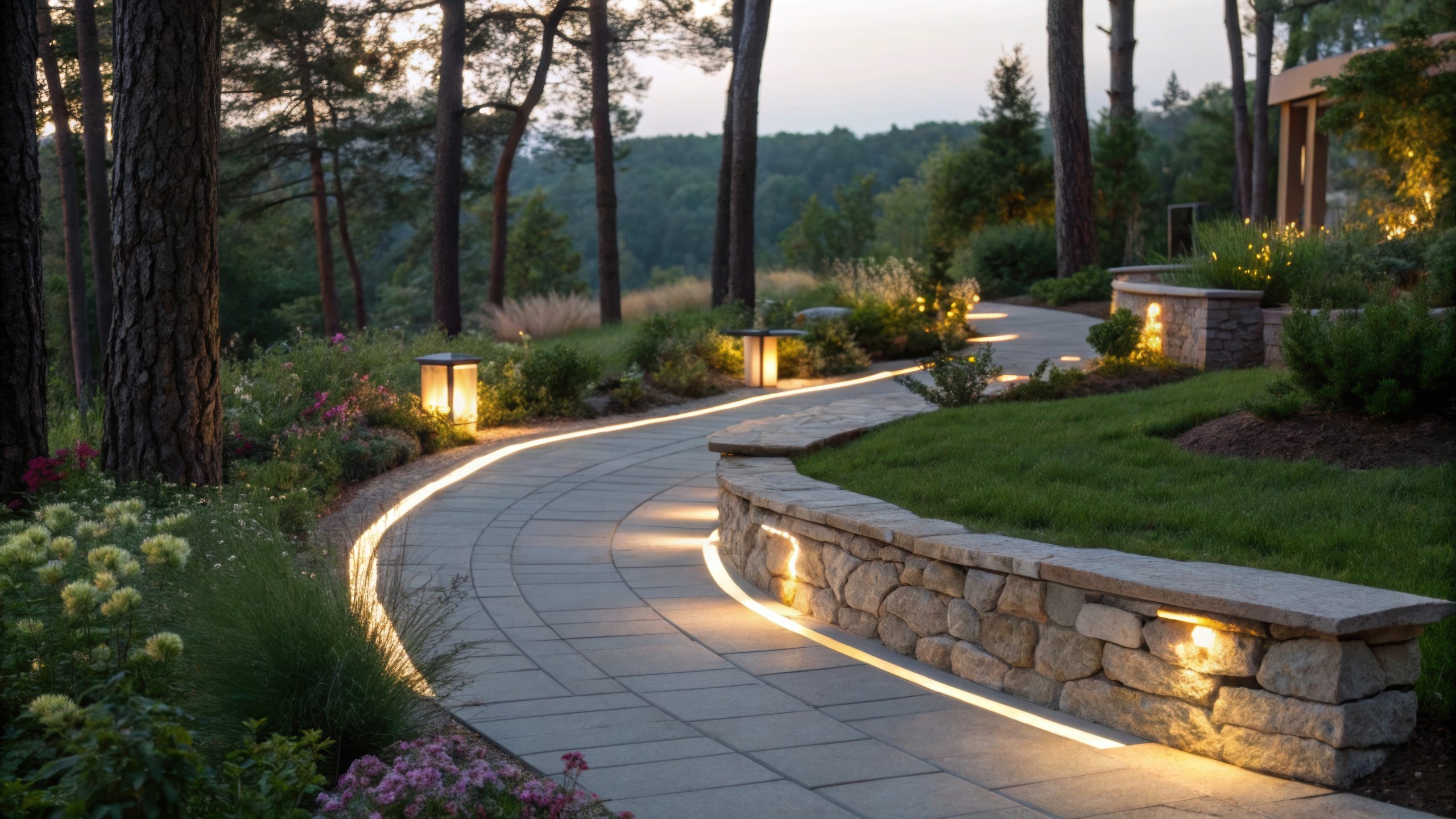 LED Strip Lit Romantic Walkway