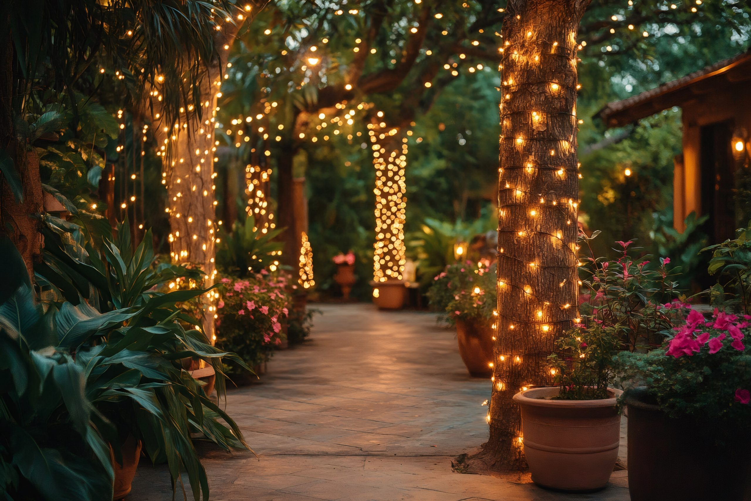 Trees Decorated with Fairy Lights