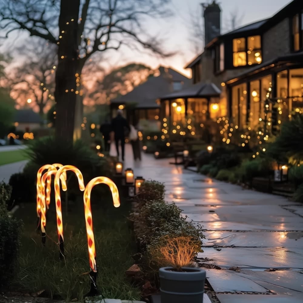 Lapland USB Solar Christmas Candy Canes Lights - Powered By Leaf view 1