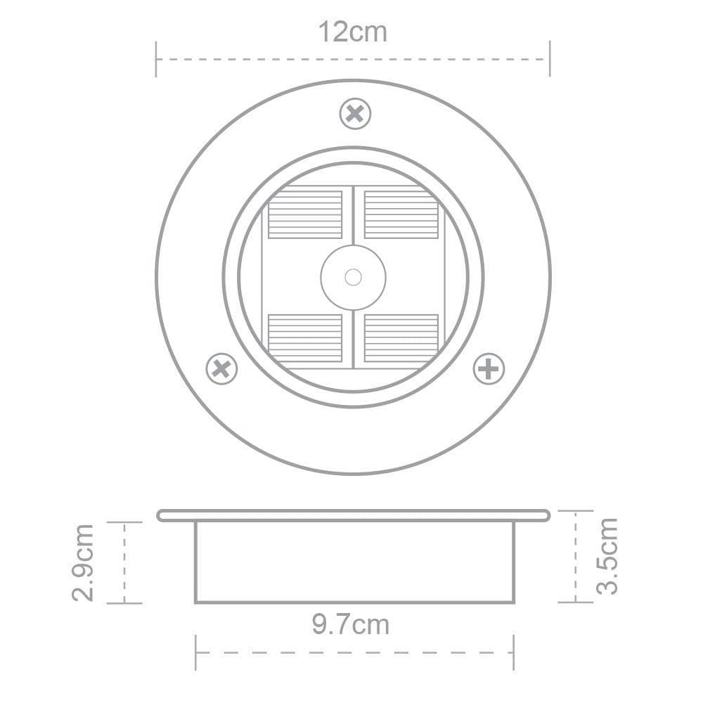 Set Of 4 Solar Round Decking Lights dimensions