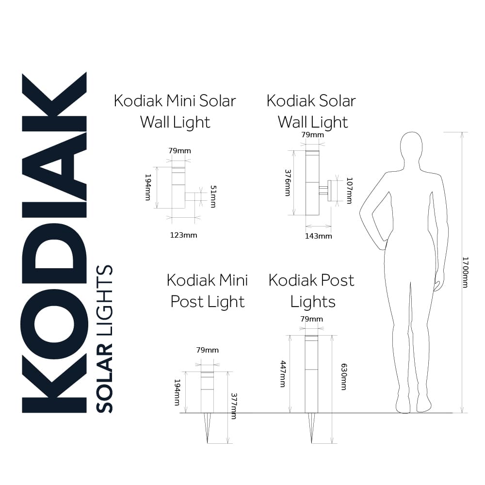 Kodiak Solar Post Lights (Set Of 2) dimensions