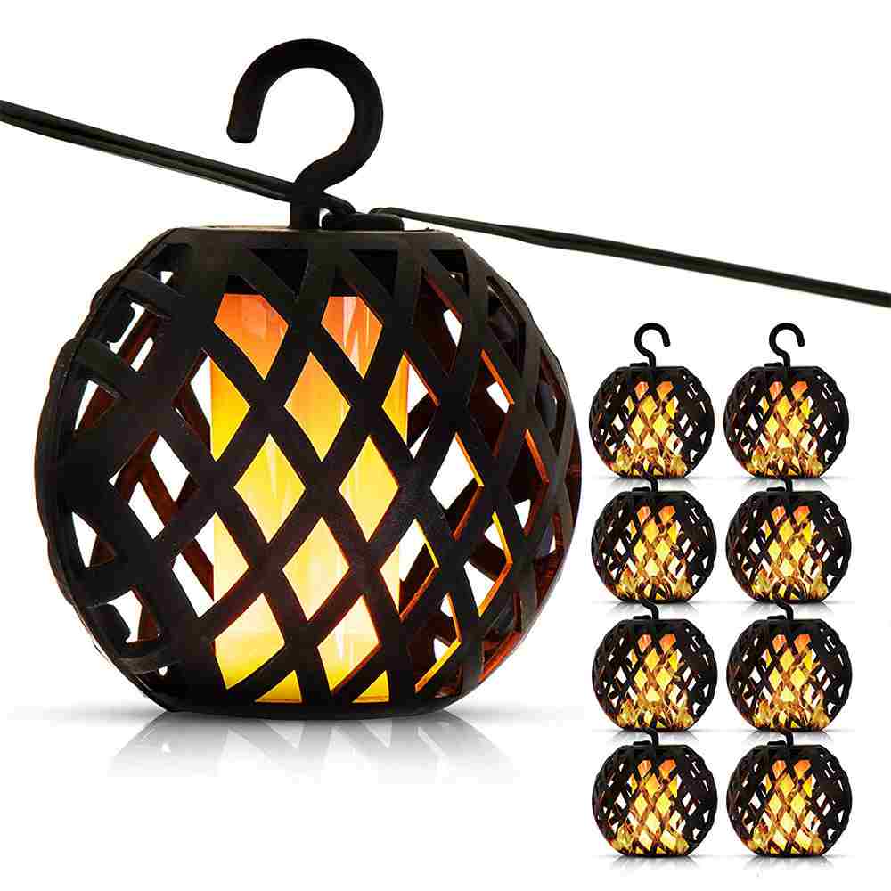 Elan Solar Flame Lanterns (Set of 8) key features