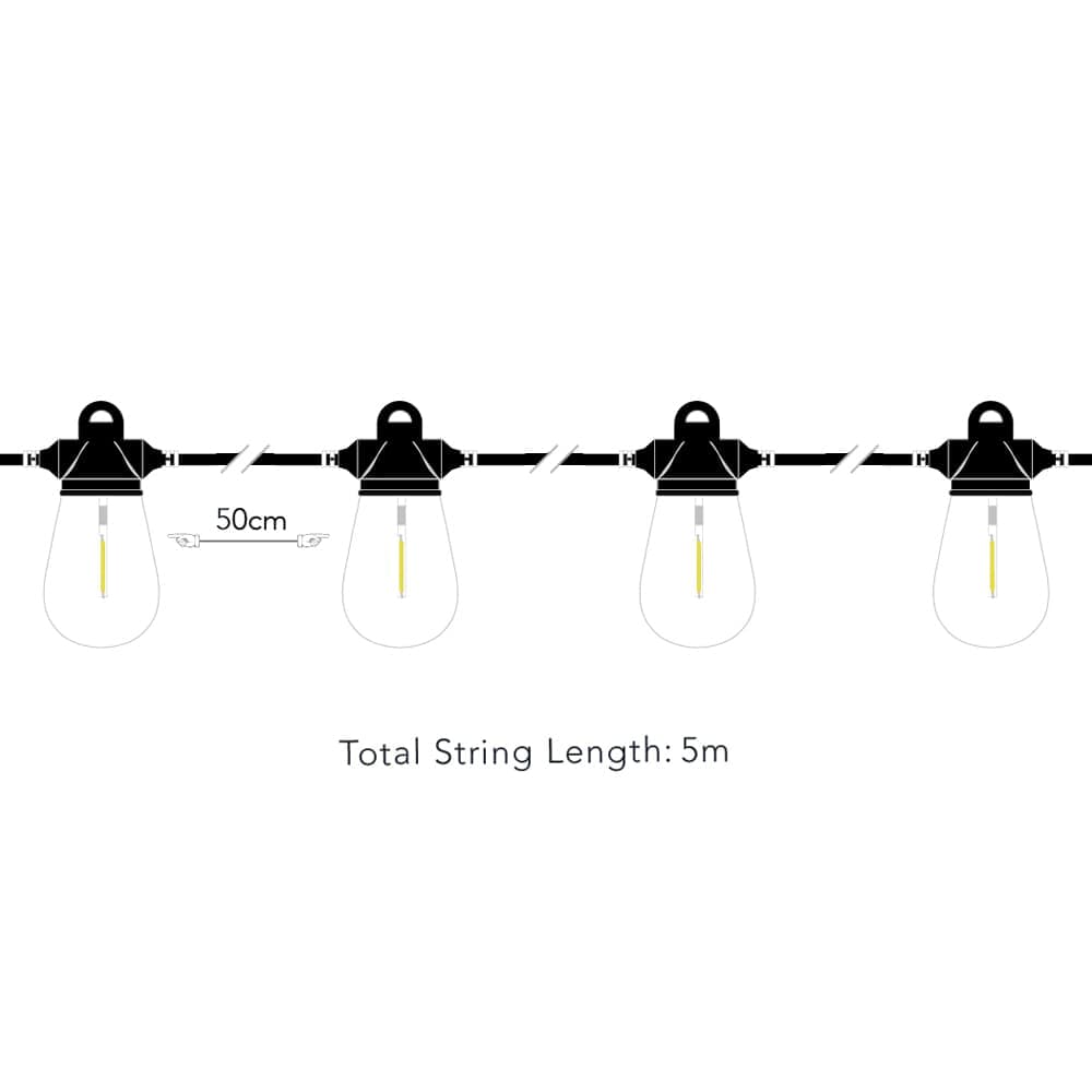Advance USB Solar Festoon Lights - Set Of 10 dimensions