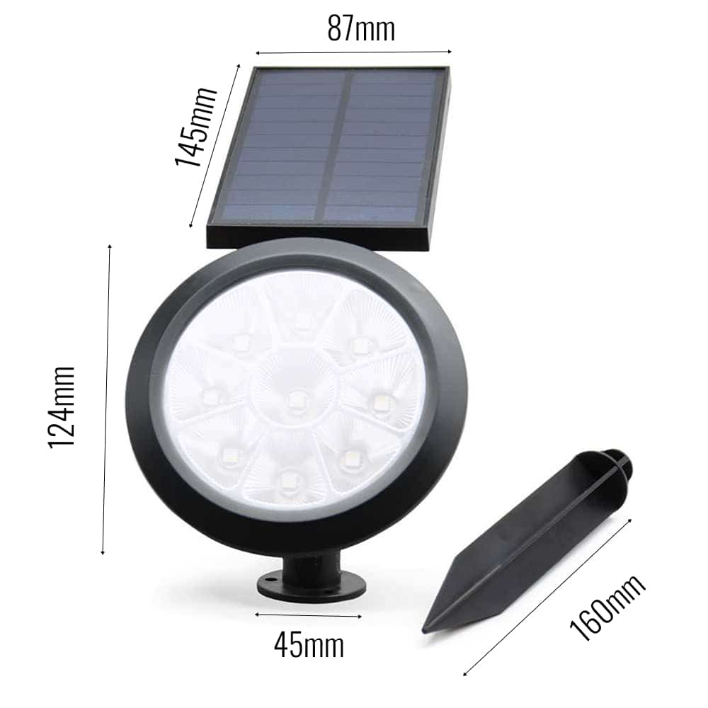 Chiron Solar Spotlight With Seven Colour Options dimensions