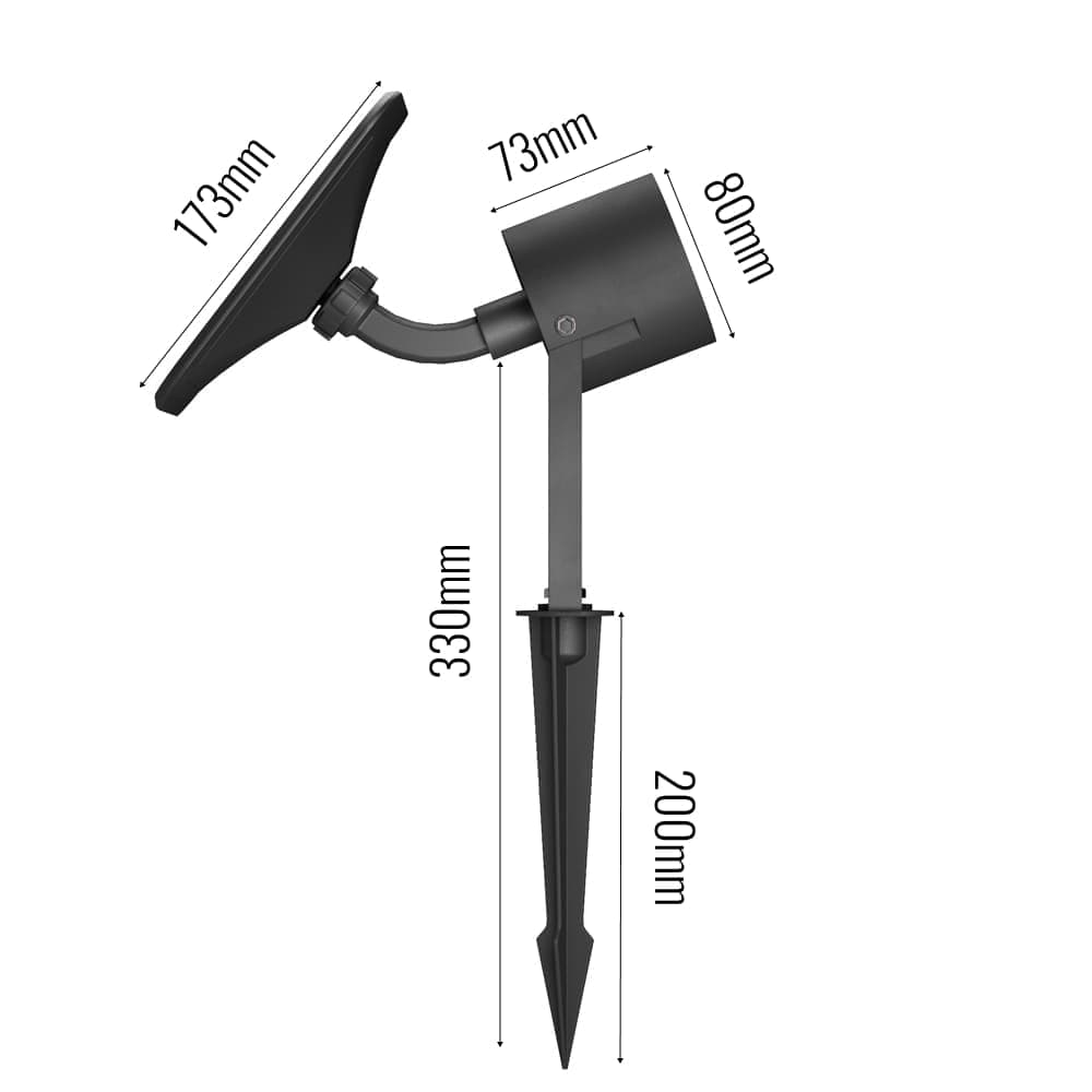 Salisbury Motion Activated Solar Spotlight dimensions