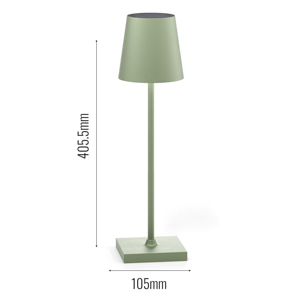 Jour Solar Cordless Table Lamp (USB Indoor/Battery Outdoor) - Pale Green dimensions