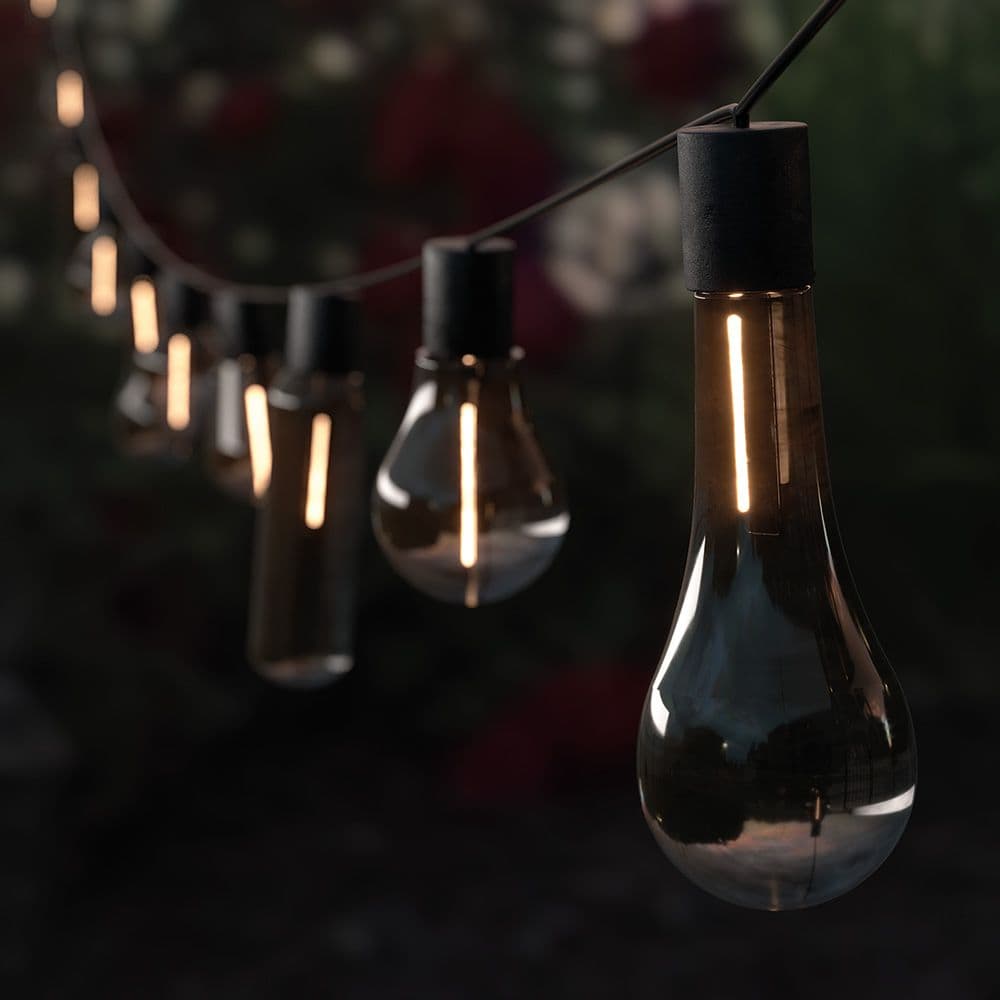 Edinburgh USB Solar Smoked Festoon Lights - Set Of 20 key features