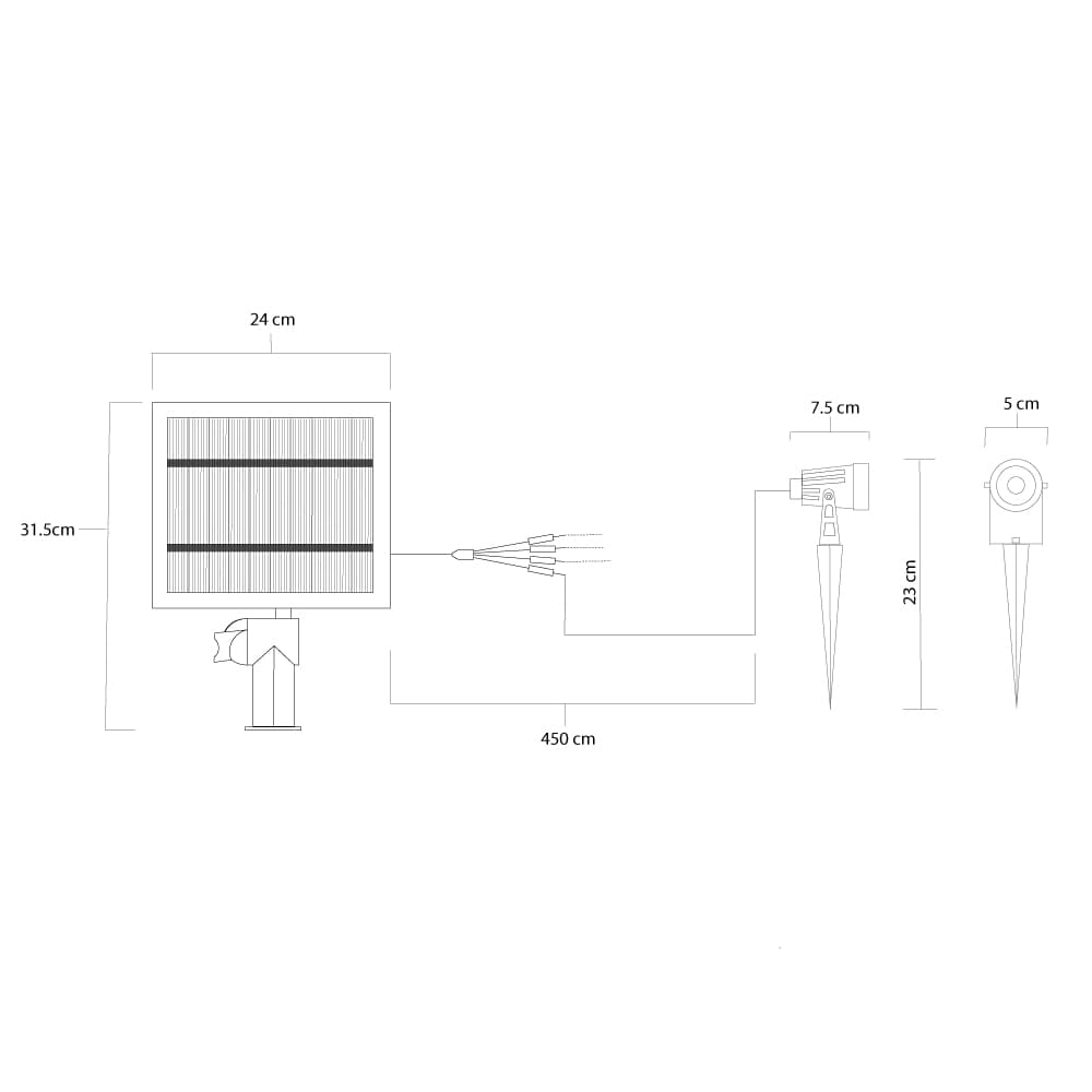 Atlas Solar Spotlights (Set Of 2) dimensions