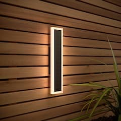 Halo Rectangle Solar Wall Light Warm White and White 30cm
