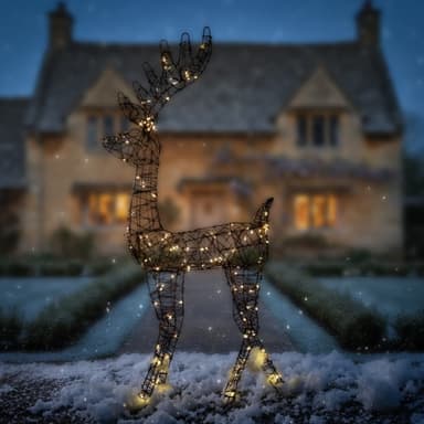 Lapland USB Solar Christmas Rattan Reindeer - Powered By Leaf
