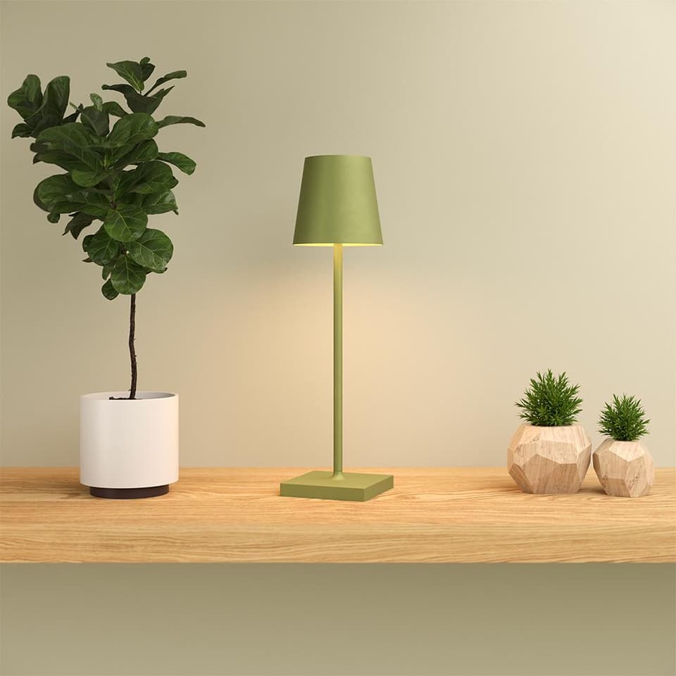 Jour Solar Cordless Table Lamp (USB Indoor/Battery Outdoor) - Pale Green view 1