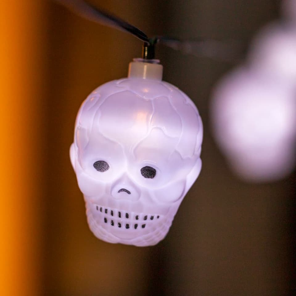 Elan Solar Halloween Skull Lantern String Lights - (Set of 20) view 2