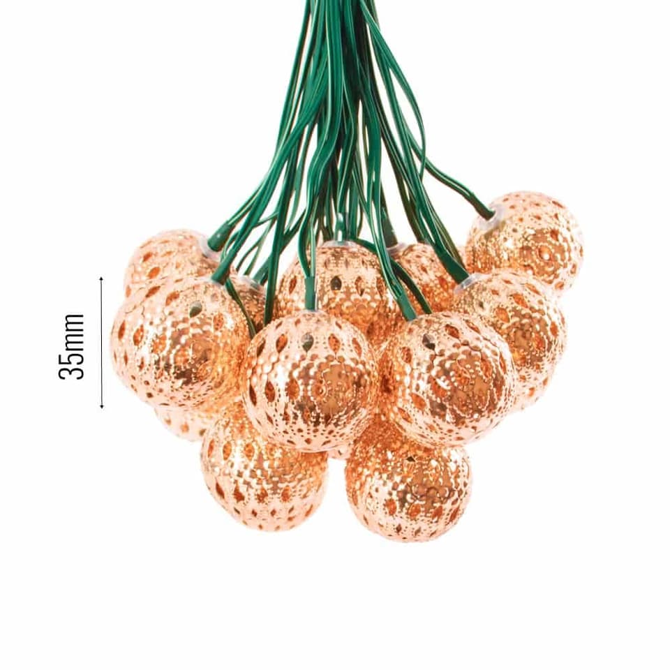 Elan Solar Copper Ball Lanterns - 20 LEDs view 3