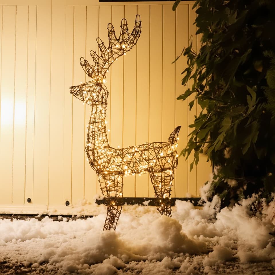 Lapland USB Solar Christmas Rattan Reindeer - Powered By Leaf view 3