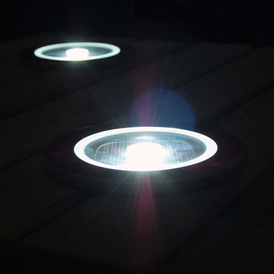 Set Of 4 Solar Round Decking Lights view 2