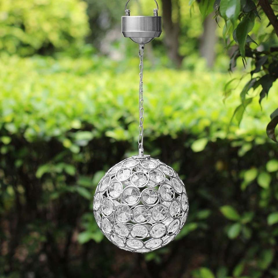 Aria Solar Hanging Crystal Ball Light - Colour Changing view 2