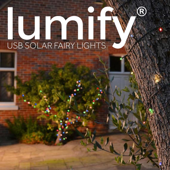 Lumify USB Solar Fairy Lights - Multicolour 100 LEDs