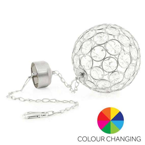 Aria Solar Hanging Crystal Ball Light - Colour Changing