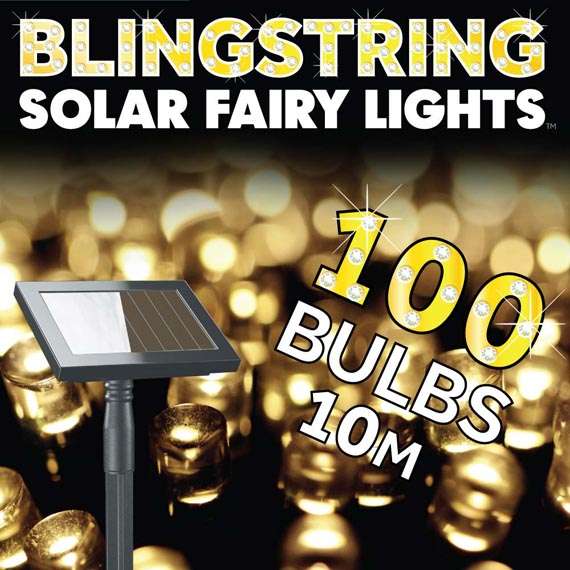 Blingstring Solar Fairy Lights - Warm White 100 LEDs