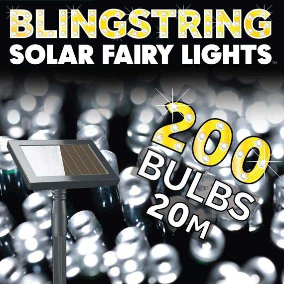 Blingstring Solar Fairy Lights - White 200 LEDs