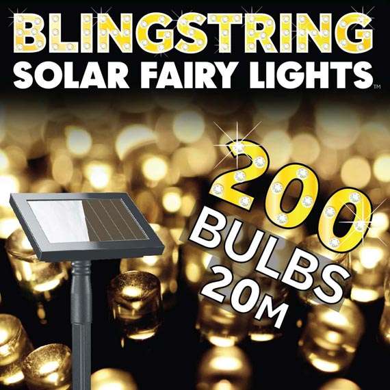 Blingstring Solar Fairy Lights - Warm White 200 LEDs