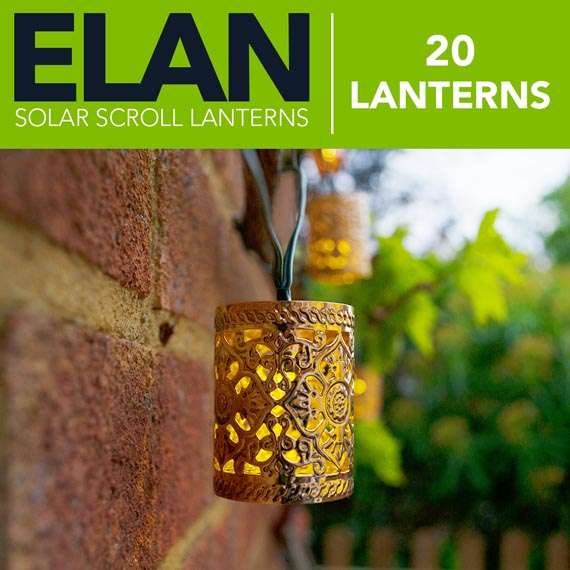 Elan Solar Scroll Lanterns - 20 LEDs