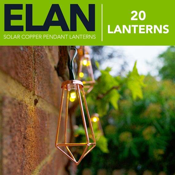Elan Solar Copper Pendant Lanterns - 20 LEDs