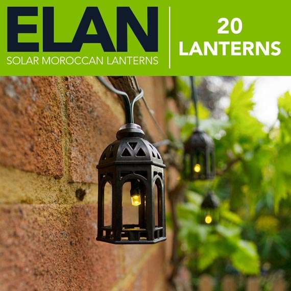 Elan Solar Moroccan Lanterns - 20 LEDs