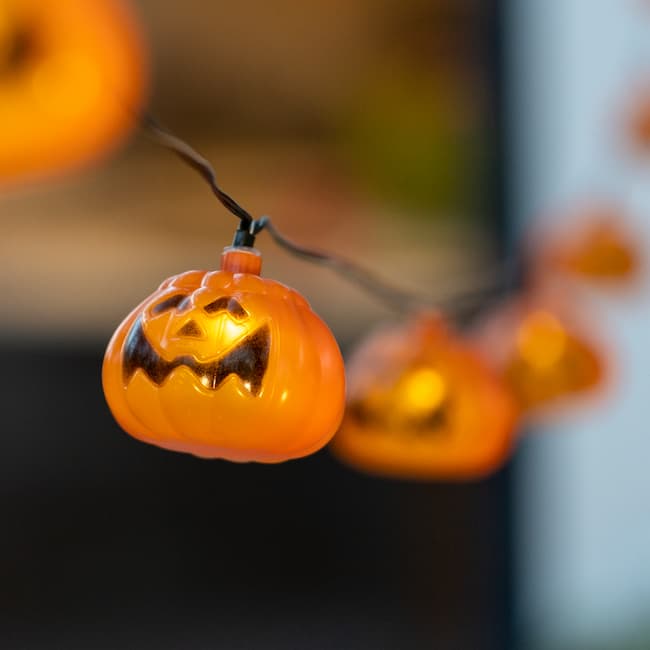Elan Solar Halloween Pumpkin Lantern String Lights - (Set of 20)