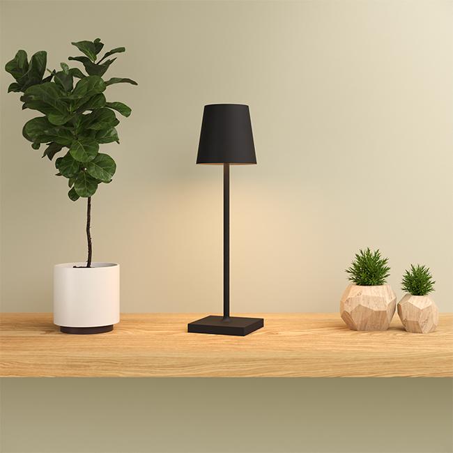 Jour Solar Cordless Table Lamp (USB Indoor/Battery Outdoor) - Jet Black