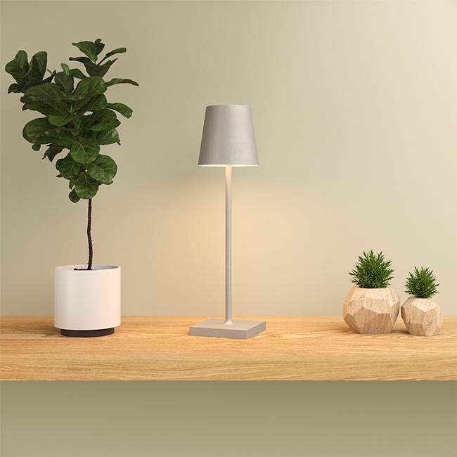 Jour Solar Cordless Table Lamp (USB Indoor/Battery Outdoor) - Telegrey
