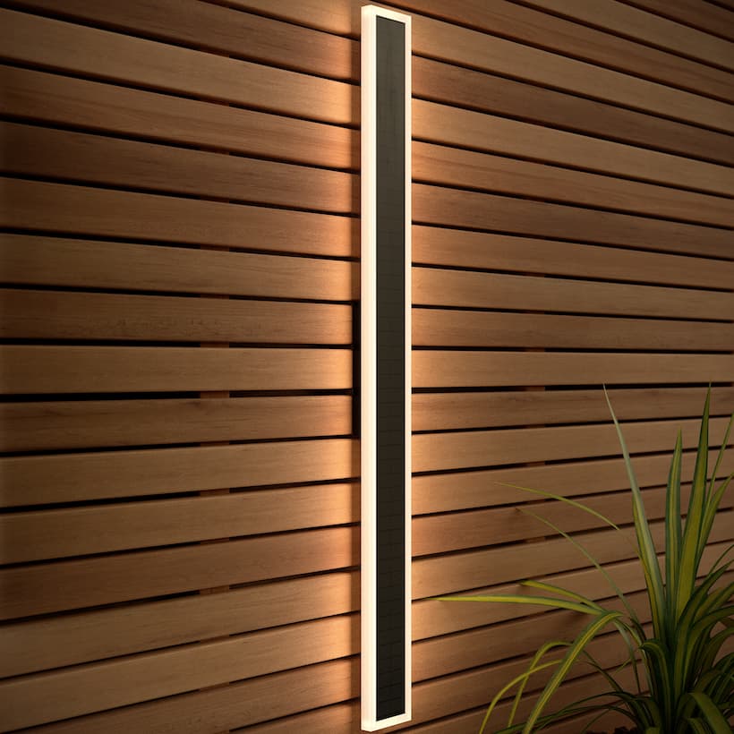 Halo Rectangle Solar Wall Light Warm White and White 80cm