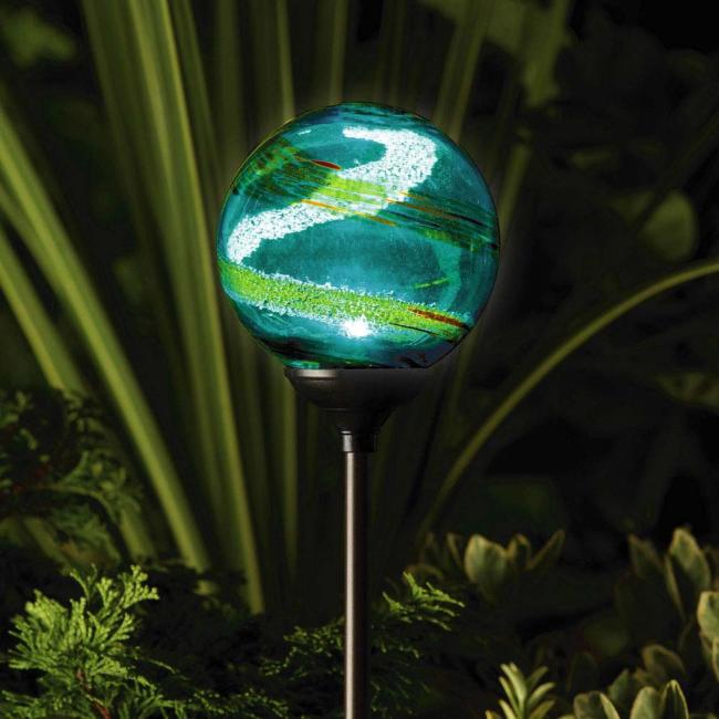 Murano Solar Garden Globe - Aqua