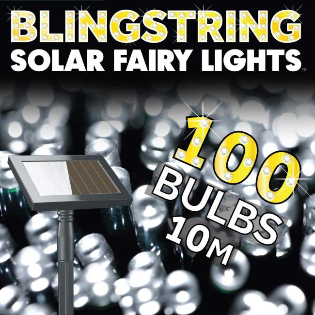 Blingstring Solar Fairy Lights - White 100 LEDs