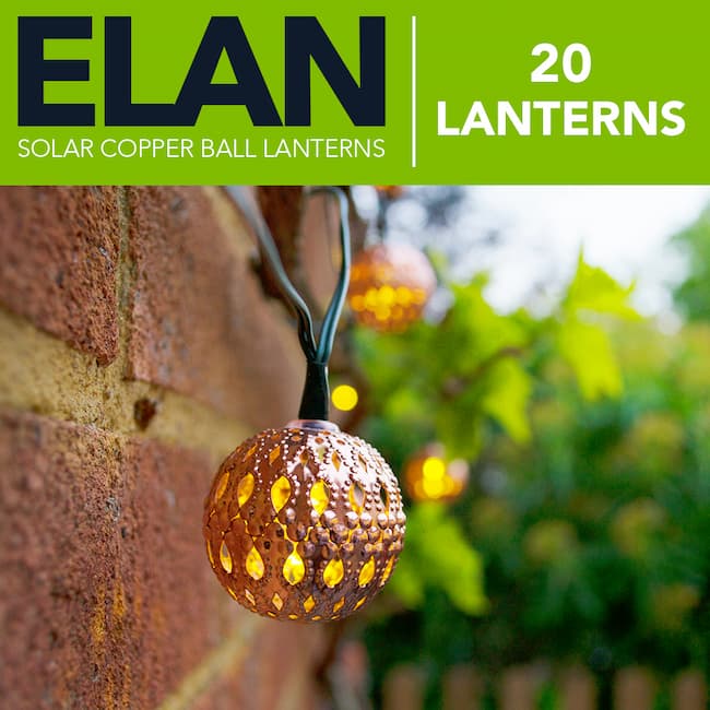 Elan Solar Copper Ball Lanterns - 20 LEDs