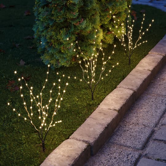Lumify Warm White & White USB Solar Tree Stake Lights (Set Of 3) 3 x 100 DualWhite LEDs