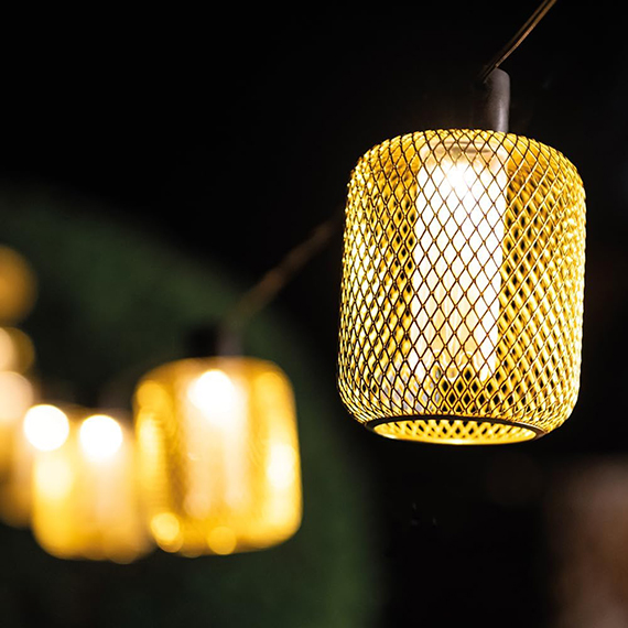 Dorada Solar USB Gold Mesh Festoon Lights - Set Of 10 Powered By Leaf