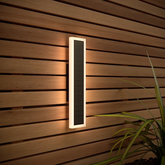 Halo Rectangle Solar Wall Light Warm White and White 30cm